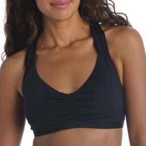NWT La Blanca Shirred Bralette Tie Back Bikini Top in Black